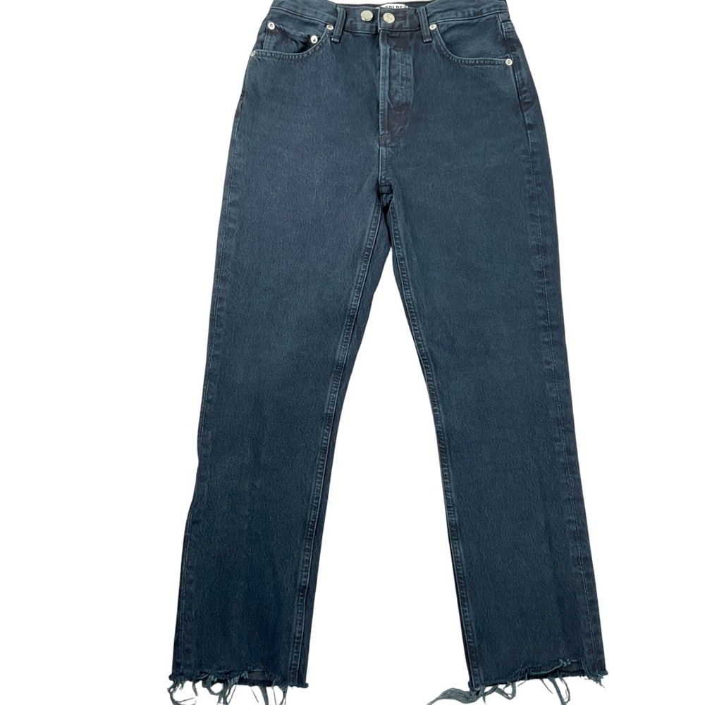 AGOLDE LA Premium Jeans Women 25 Blue Black Wash Denim Frayed Hem